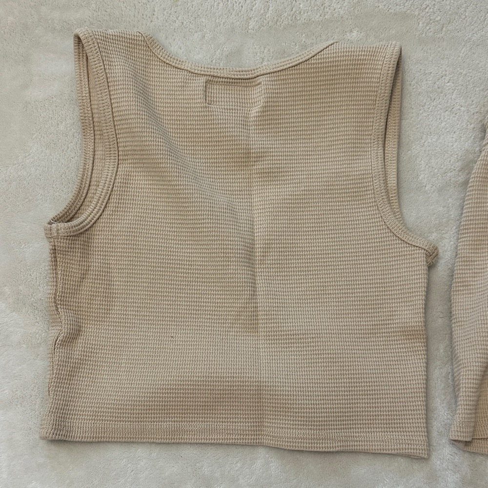 Lefties Beige Ribbed Tank & Shorts Set - Picture 6 of 7